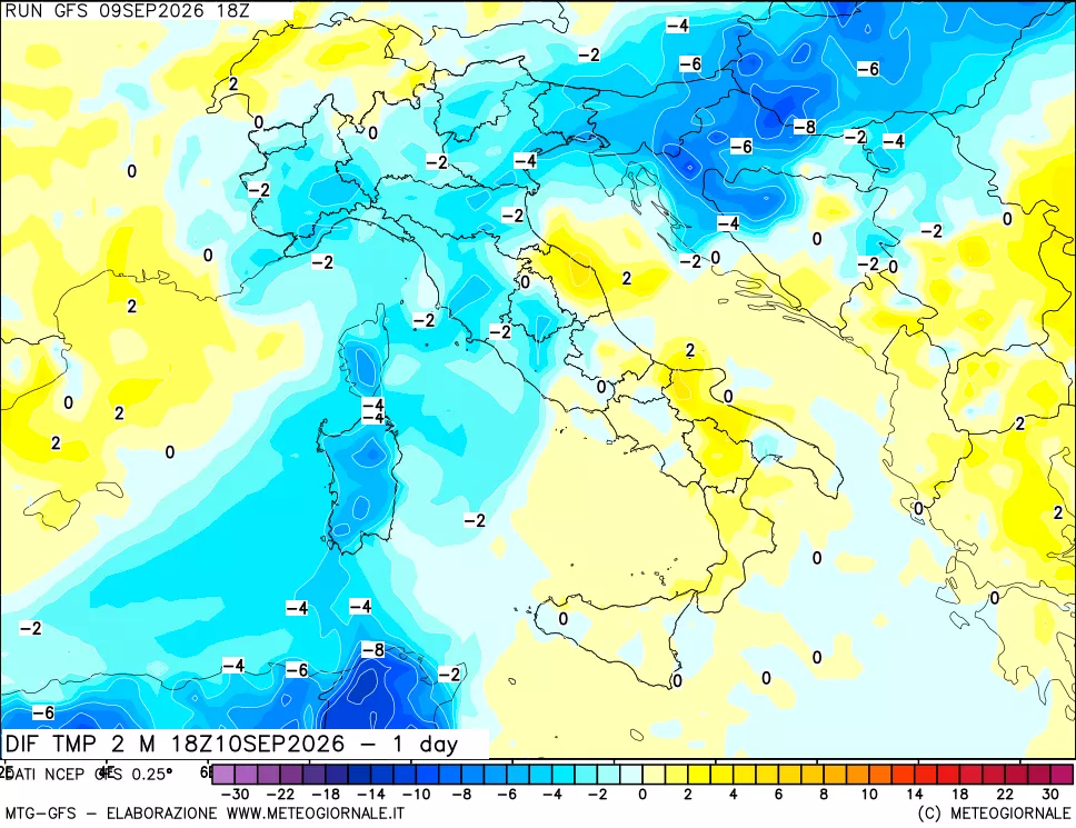 mappa Dif. Temp -24 ore