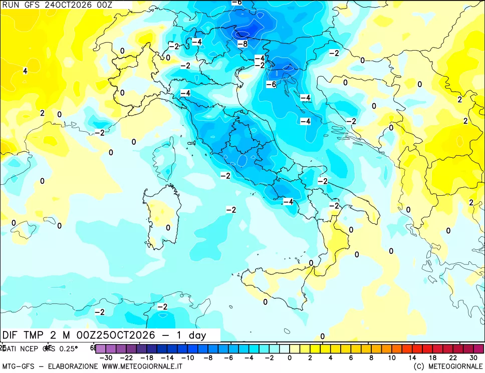 mappa Dif. Temp -24 ore