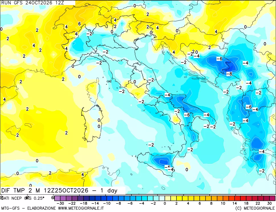 mappa Dif. Temp -24 ore