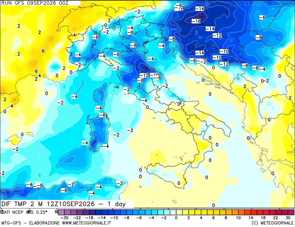 mappa Dif. Temp -24 ore
