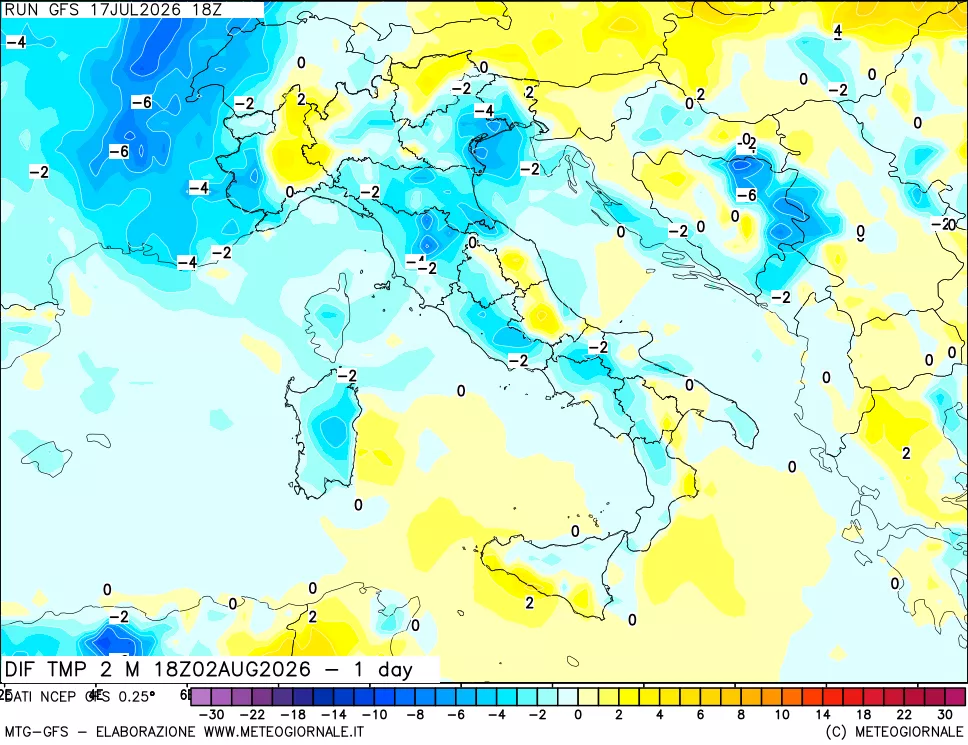 mappa Dif. Temp -24 ore