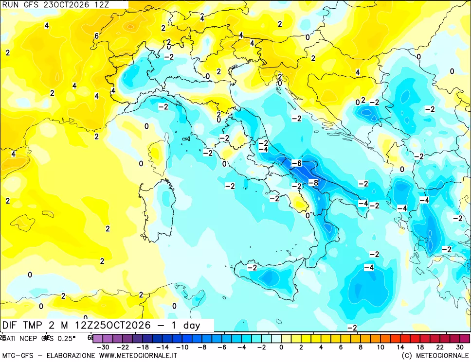 mappa Dif. Temp -24 ore