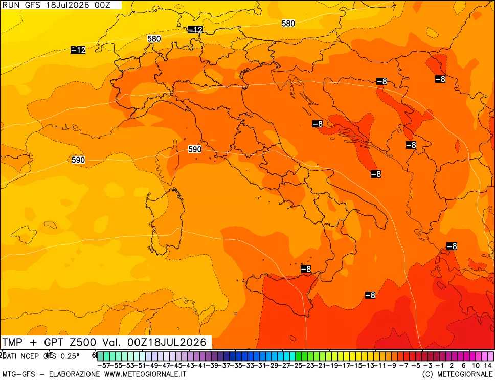 mappa 500 hPa Temp + GPT