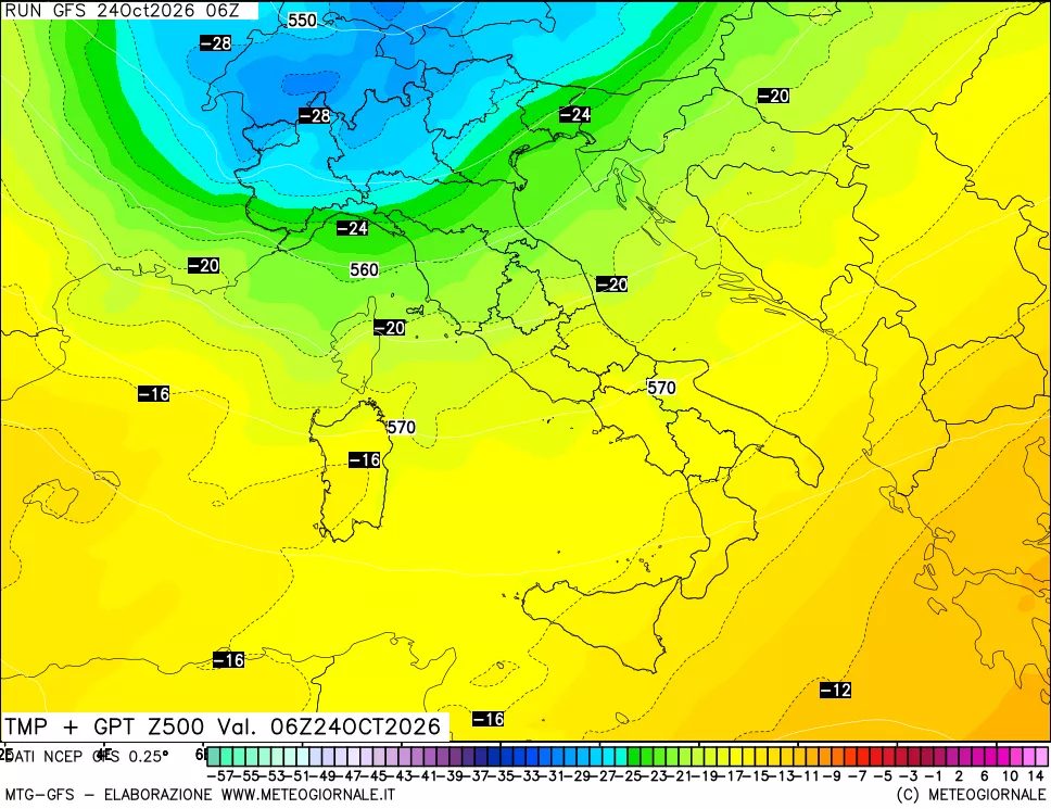 mappa 500 hPa Temp + GPT
