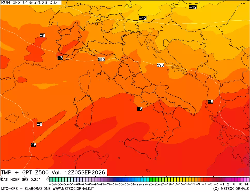 mappa 500 hPa Temp + GPT