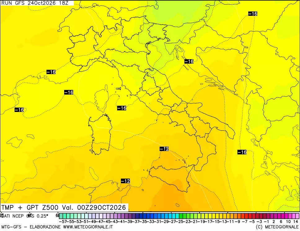 mappa 500 hPa Temp + GPT