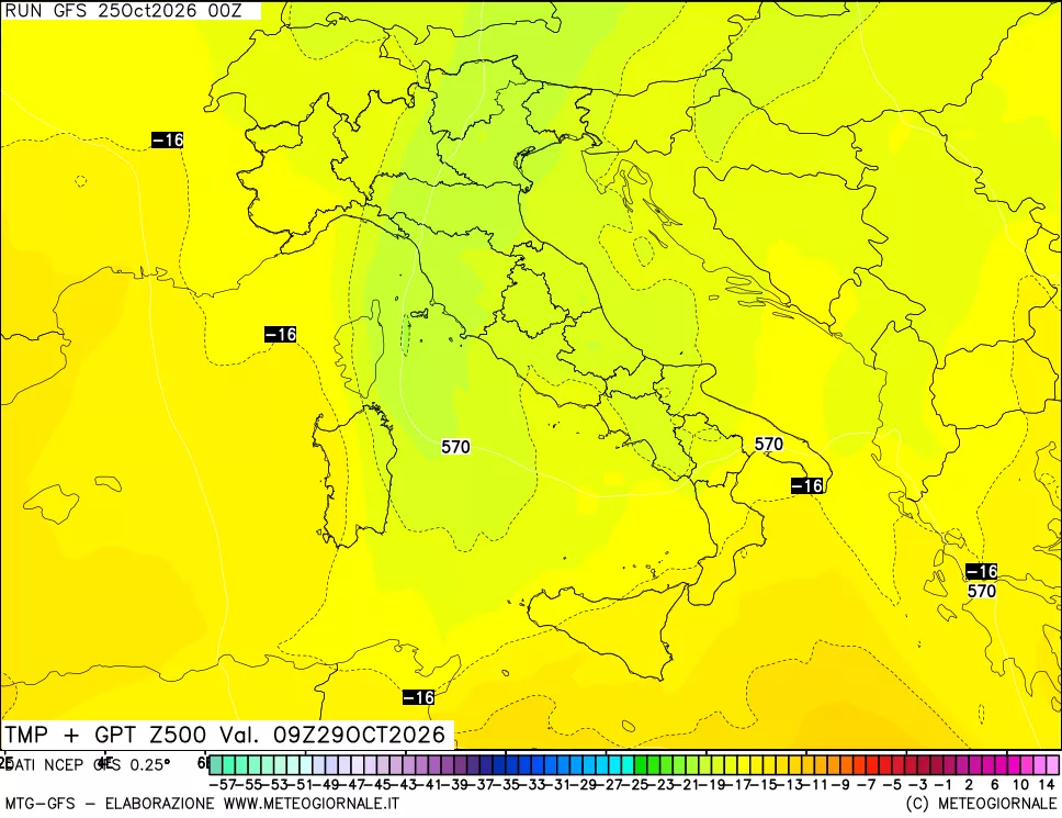 mappa 500 hPa Temp + GPT