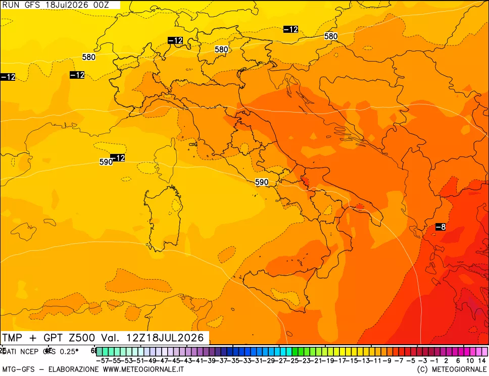 mappa 500 hPa Temp + GPT