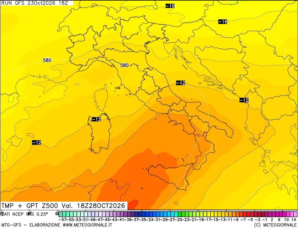 mappa 500 hPa Temp + GPT