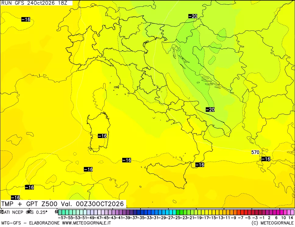 mappa 500 hPa Temp + GPT