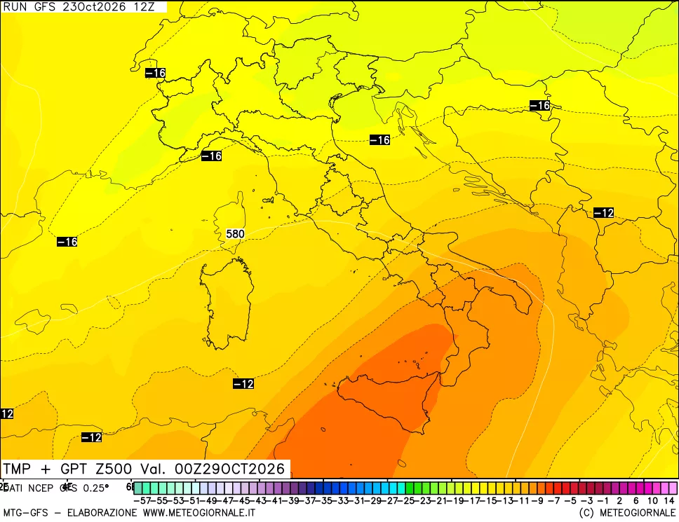 mappa 500 hPa Temp + GPT