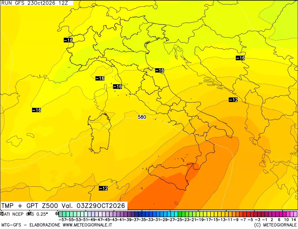 mappa 500 hPa Temp + GPT