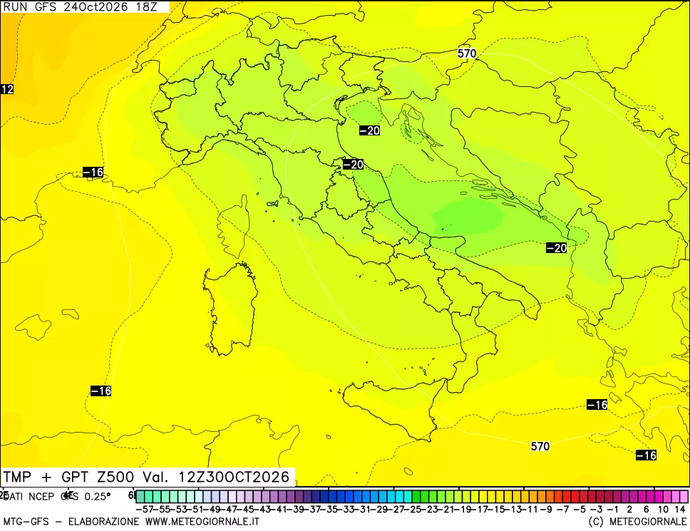 mappa 500 hPa Temp + GPT
