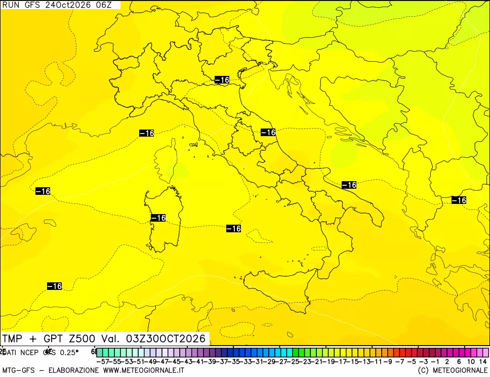 mappa 500 hPa Temp + GPT