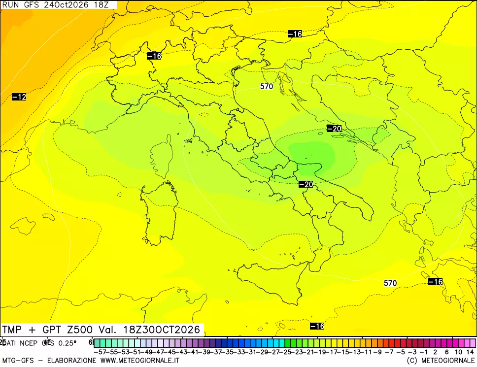 mappa 500 hPa Temp + GPT