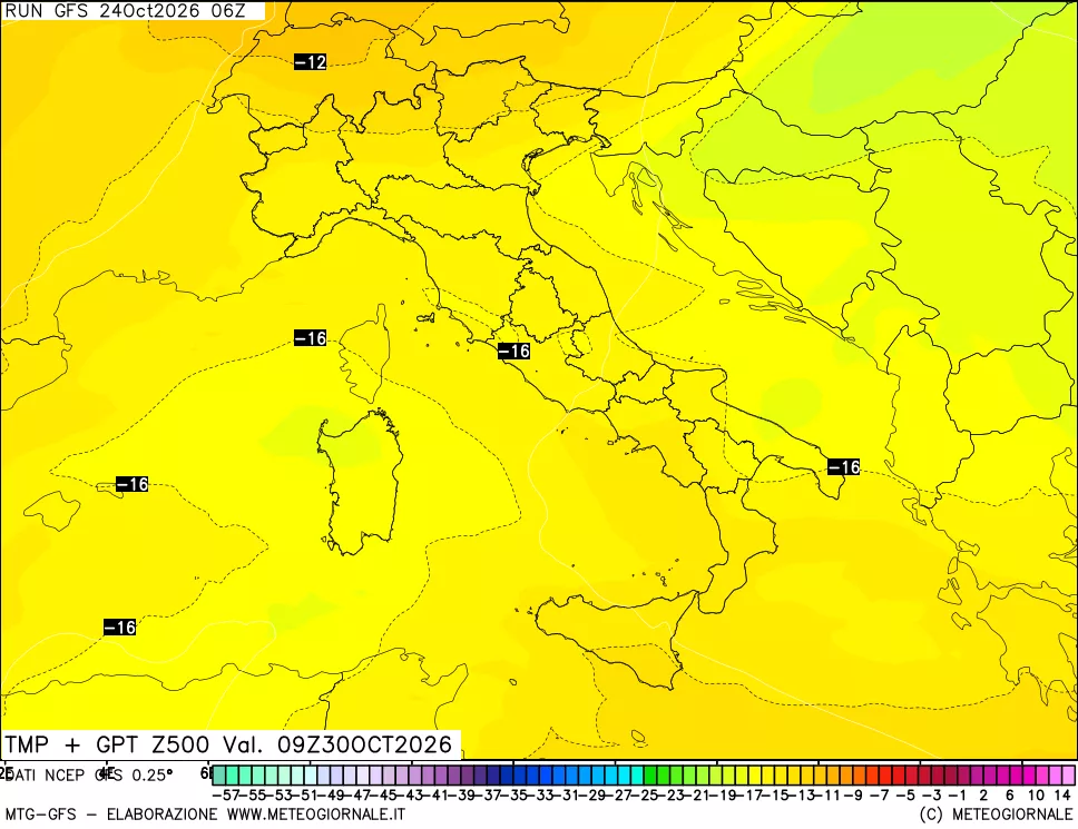 mappa 500 hPa Temp + GPT