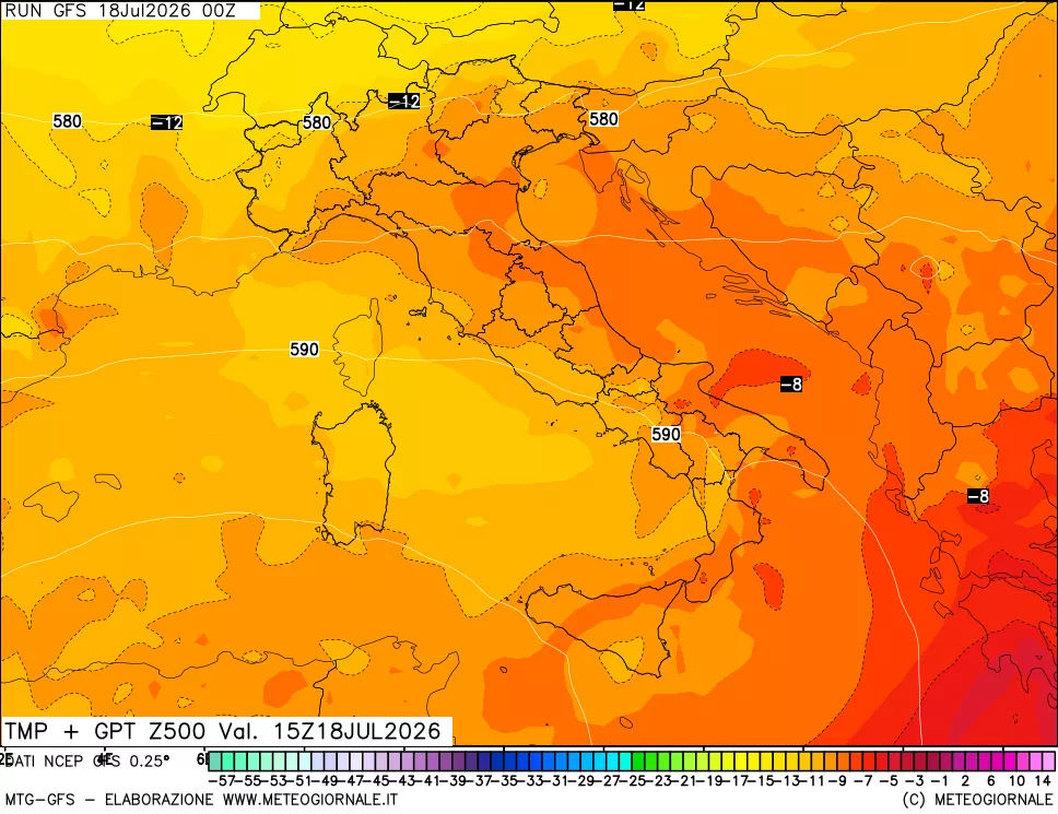 mappa 500 hPa Temp + GPT