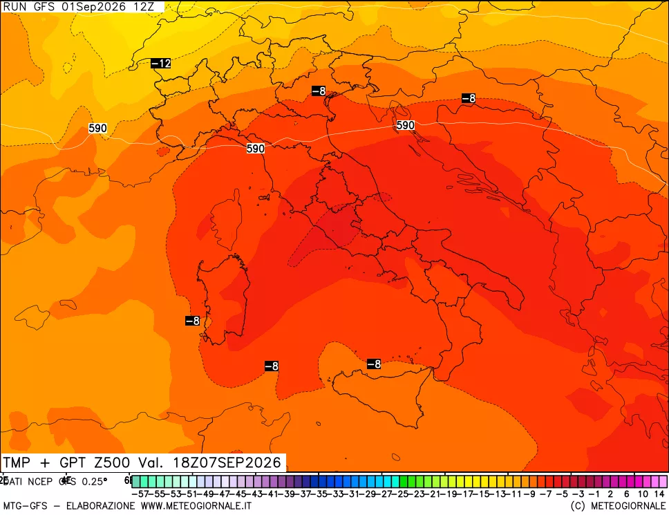 mappa 500 hPa Temp + GPT