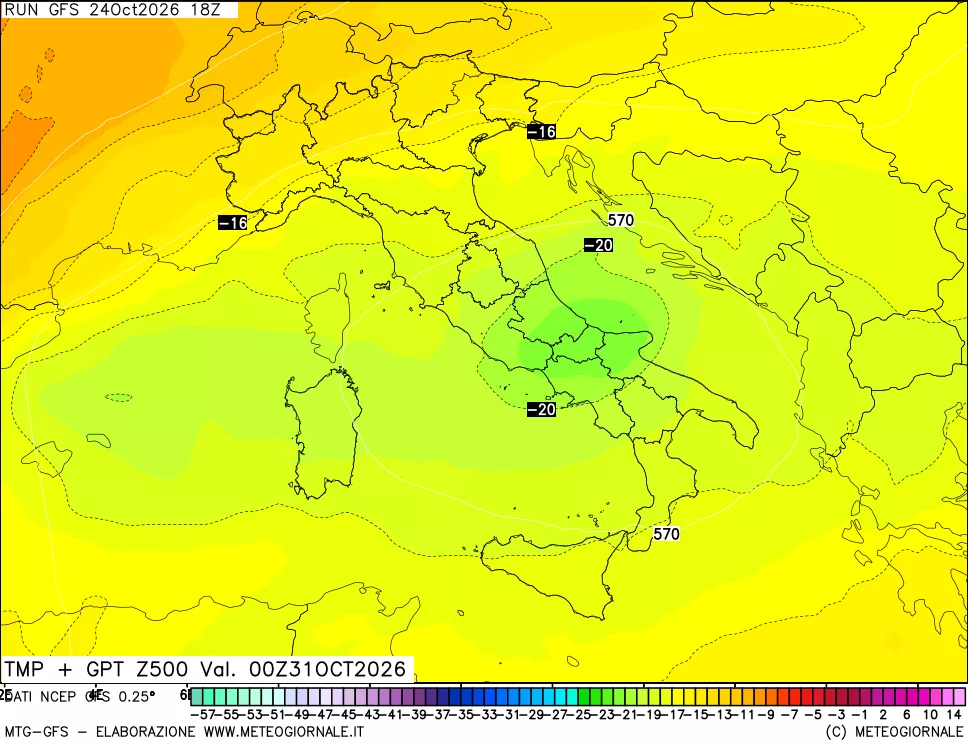 mappa 500 hPa Temp + GPT