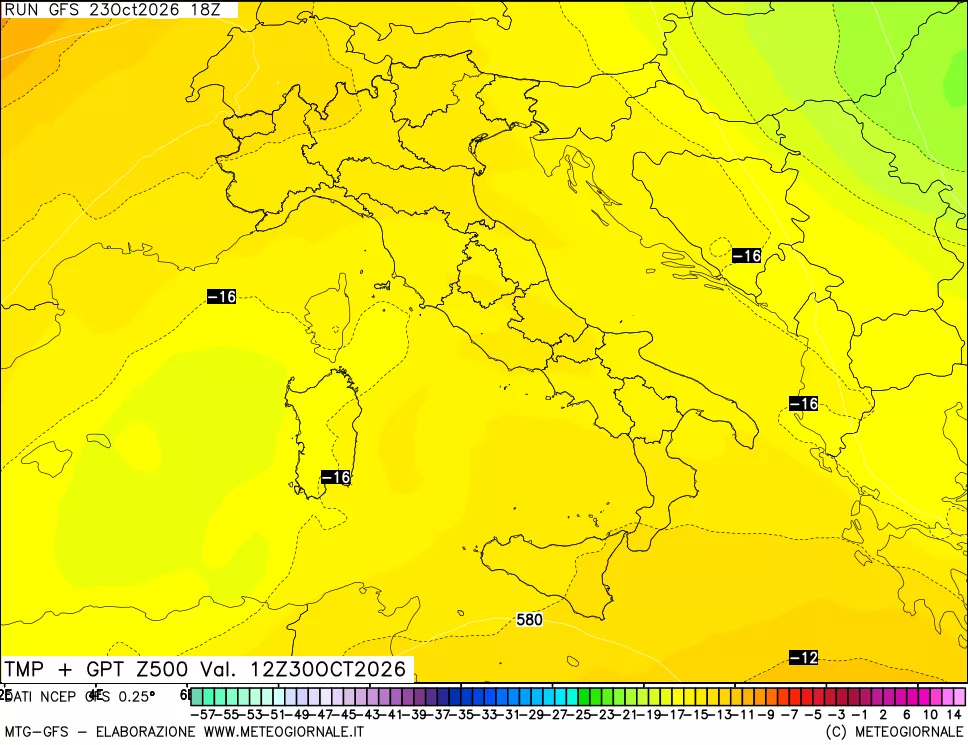 mappa 500 hPa Temp + GPT