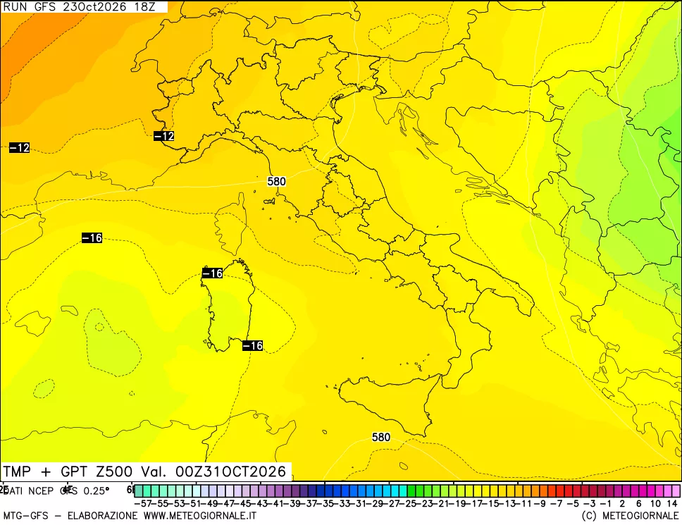 mappa 500 hPa Temp + GPT