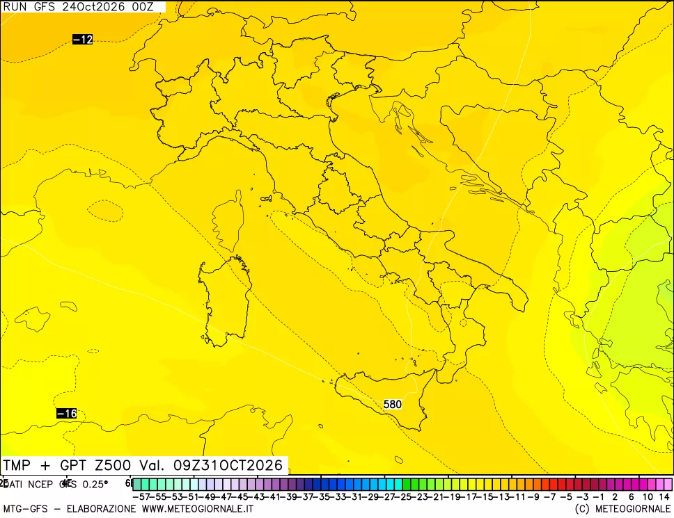 mappa 500 hPa Temp + GPT