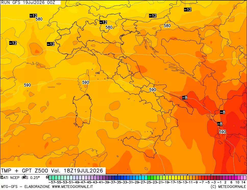 mappa 500 hPa Temp + GPT