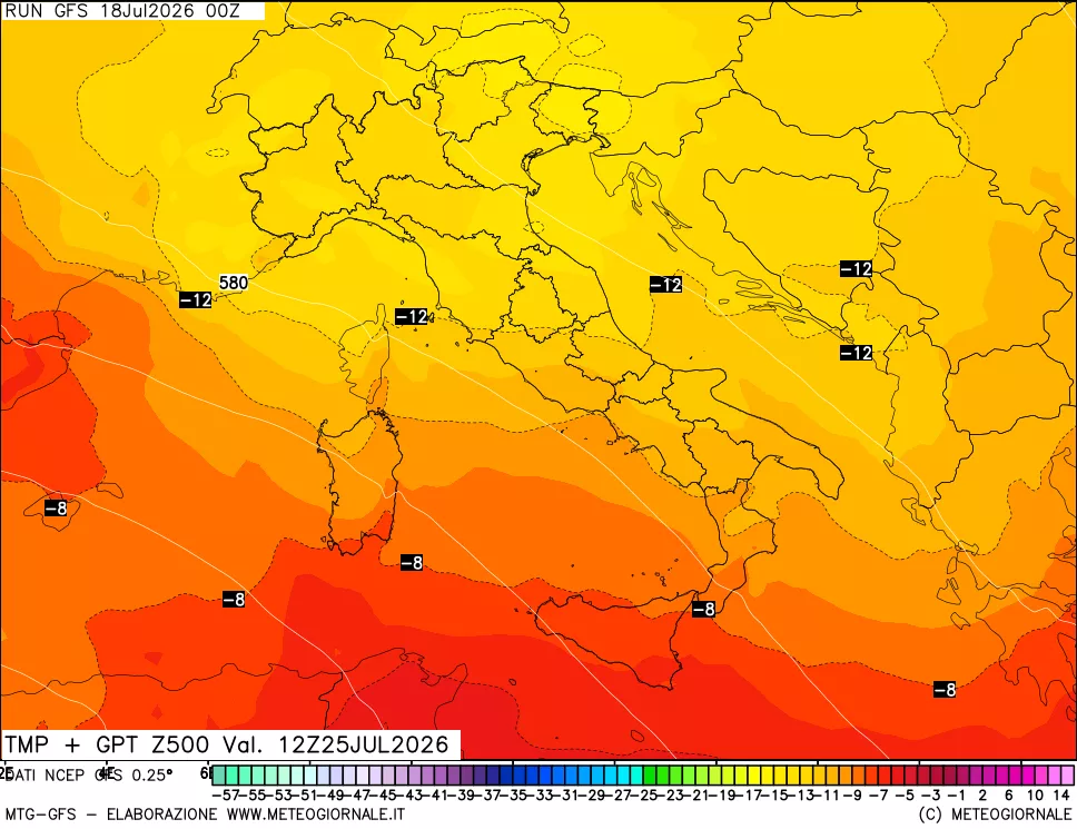 mappa 500 hPa Temp + GPT