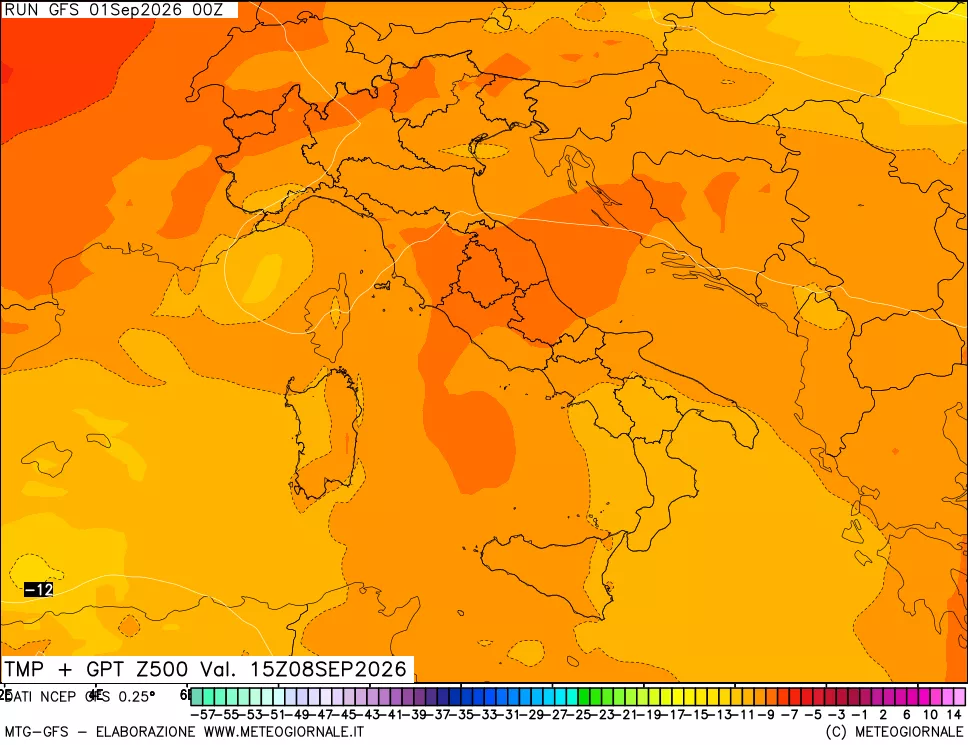 mappa 500 hPa Temp + GPT