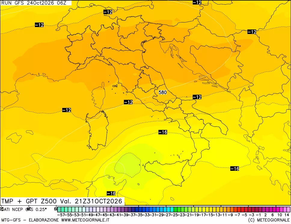 mappa 500 hPa Temp + GPT