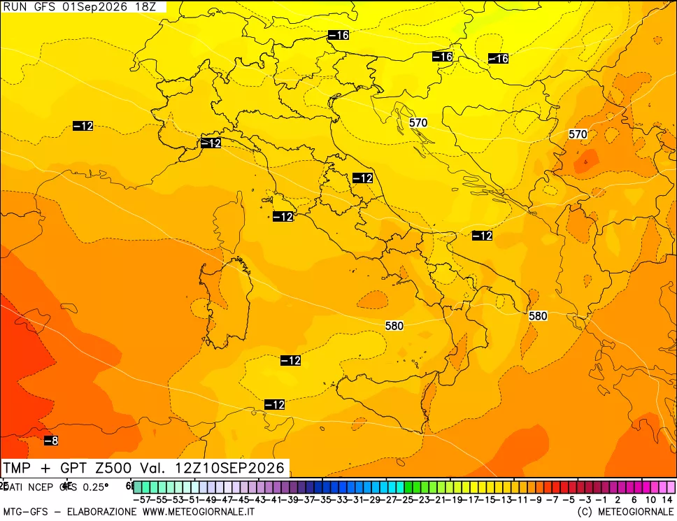mappa 500 hPa Temp + GPT