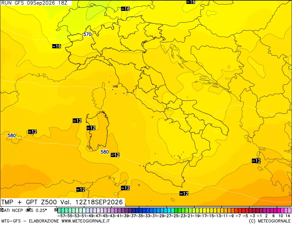 mappa 500 hPa Temp + GPT