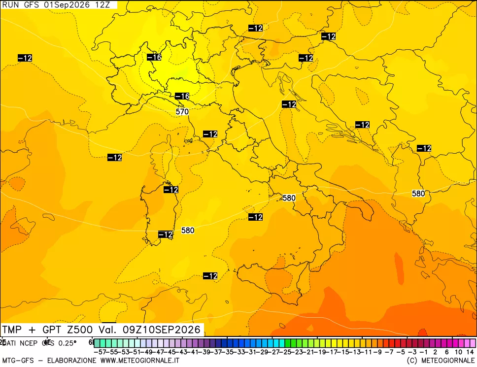 mappa 500 hPa Temp + GPT