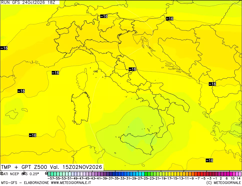 mappa 500 hPa Temp + GPT