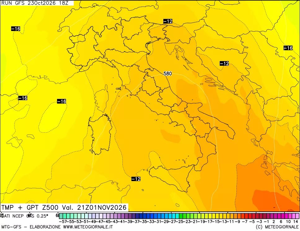 mappa 500 hPa Temp + GPT