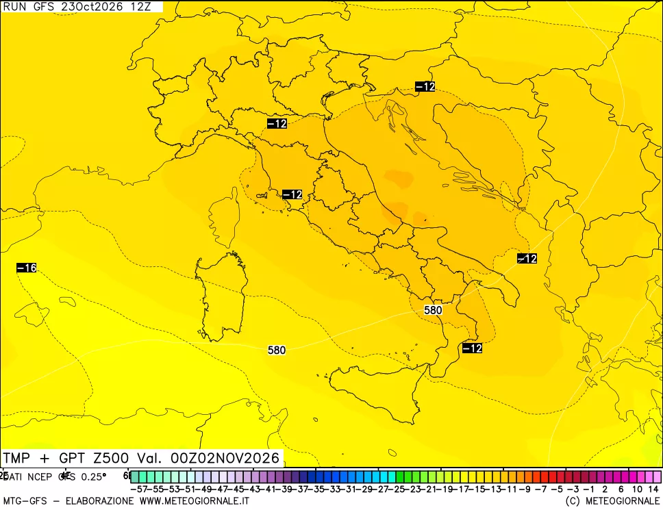 mappa 500 hPa Temp + GPT