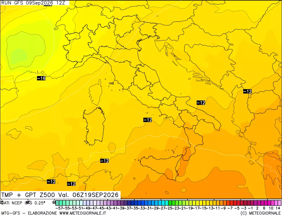 mappa 500 hPa Temp + GPT