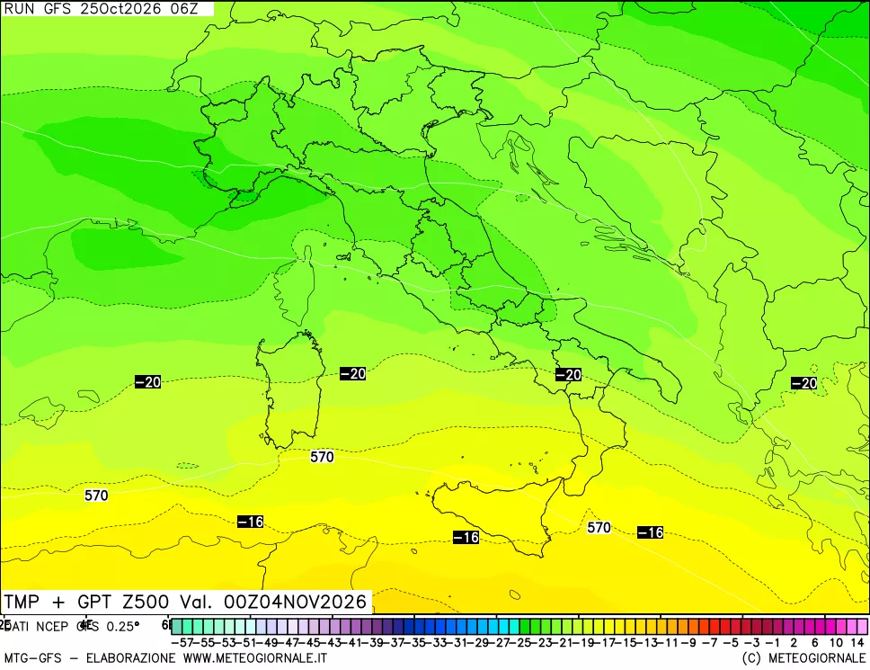mappa 500 hPa Temp + GPT
