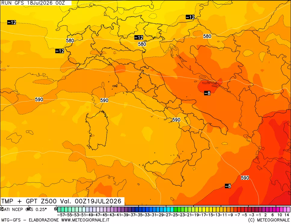 mappa 500 hPa Temp + GPT