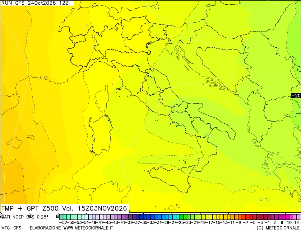 mappa 500 hPa Temp + GPT
