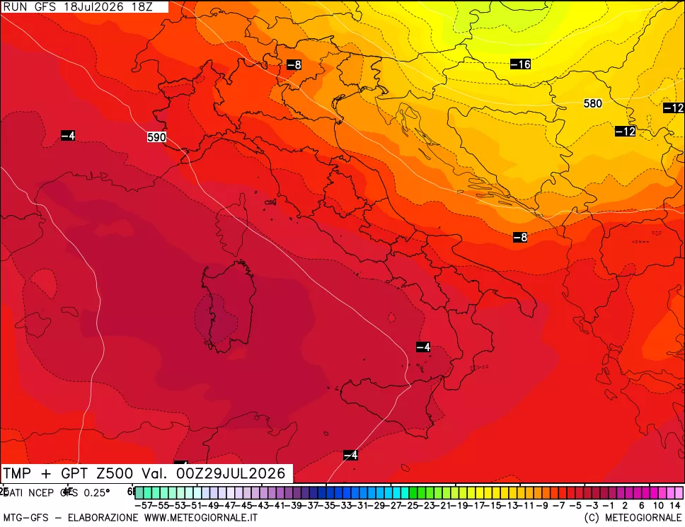 mappa 500 hPa Temp + GPT