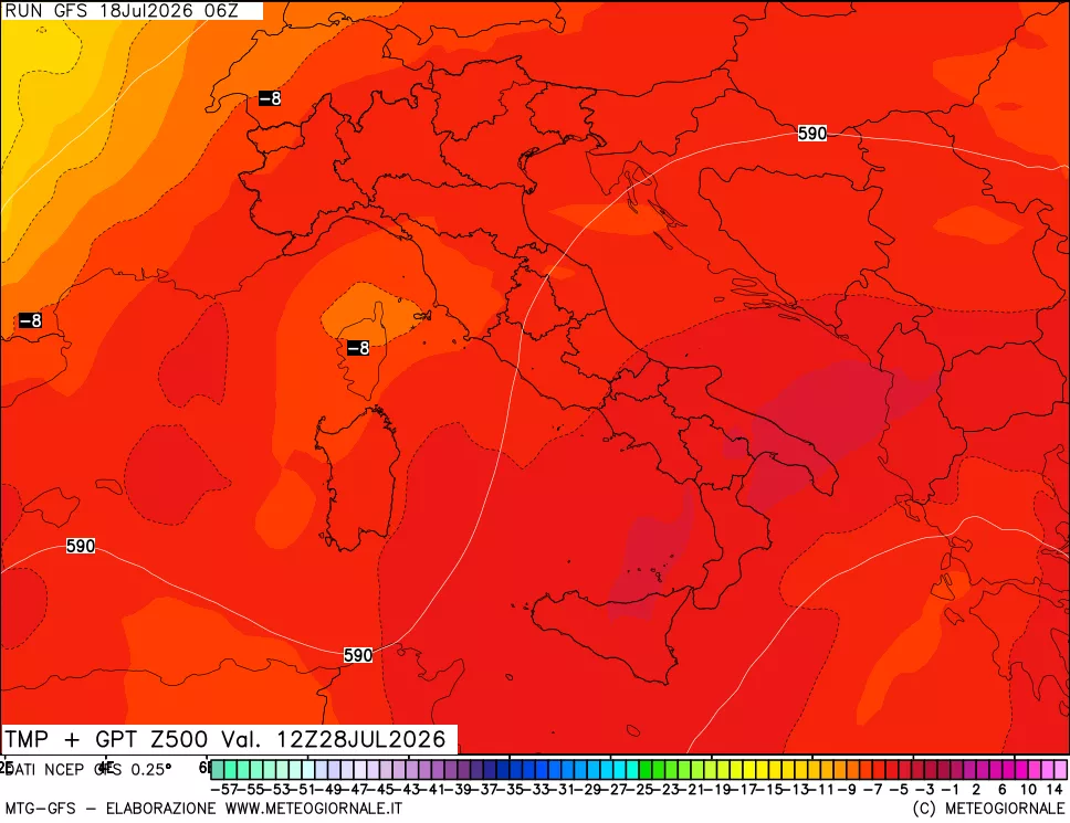 mappa 500 hPa Temp + GPT