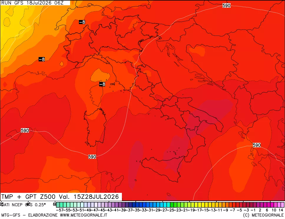mappa 500 hPa Temp + GPT