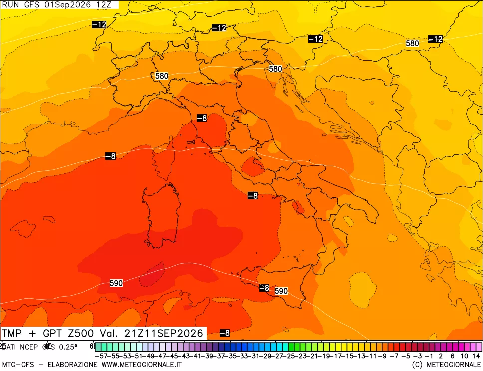 mappa 500 hPa Temp + GPT
