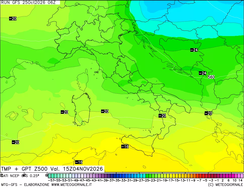 mappa 500 hPa Temp + GPT