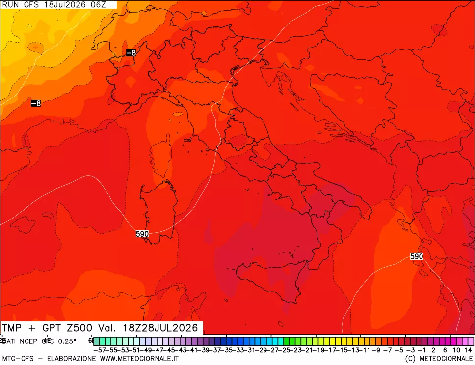 mappa 500 hPa Temp + GPT