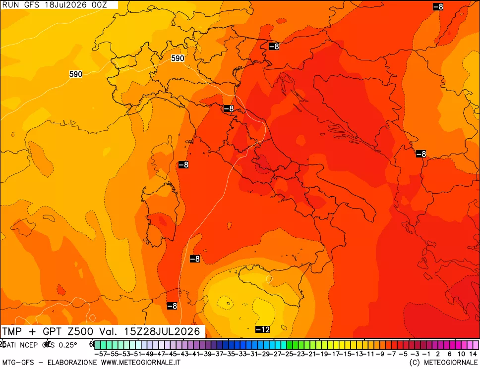 mappa 500 hPa Temp + GPT