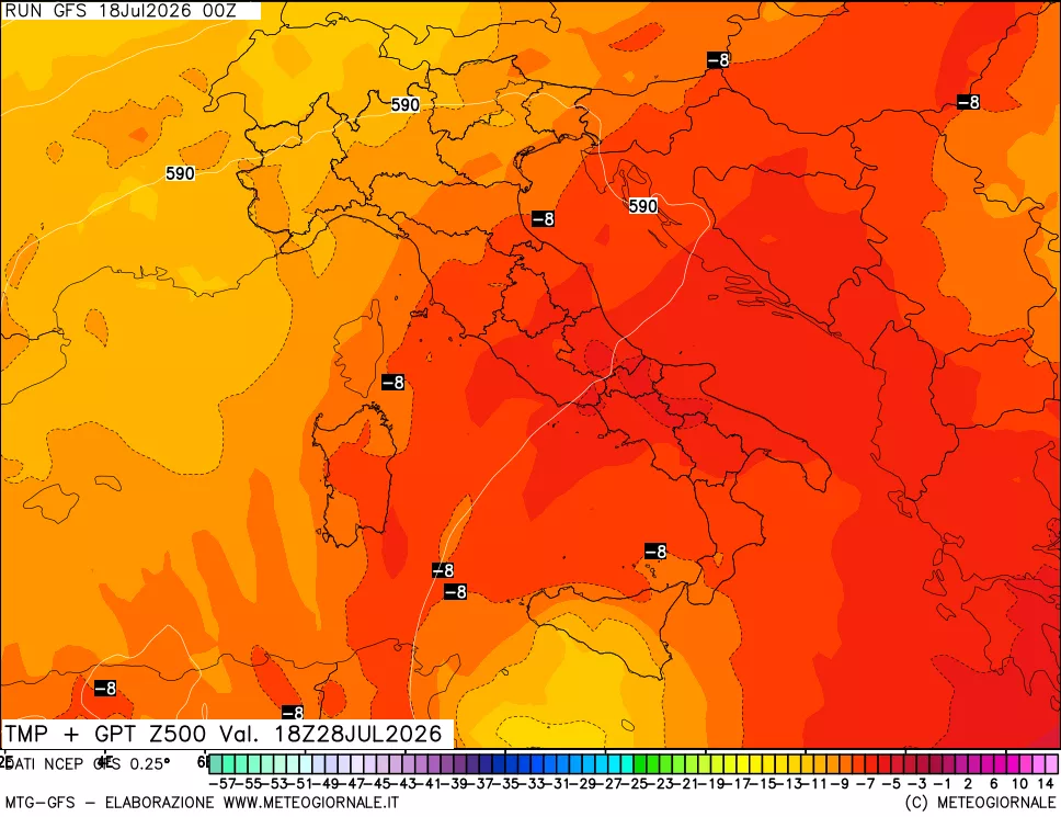 mappa 500 hPa Temp + GPT