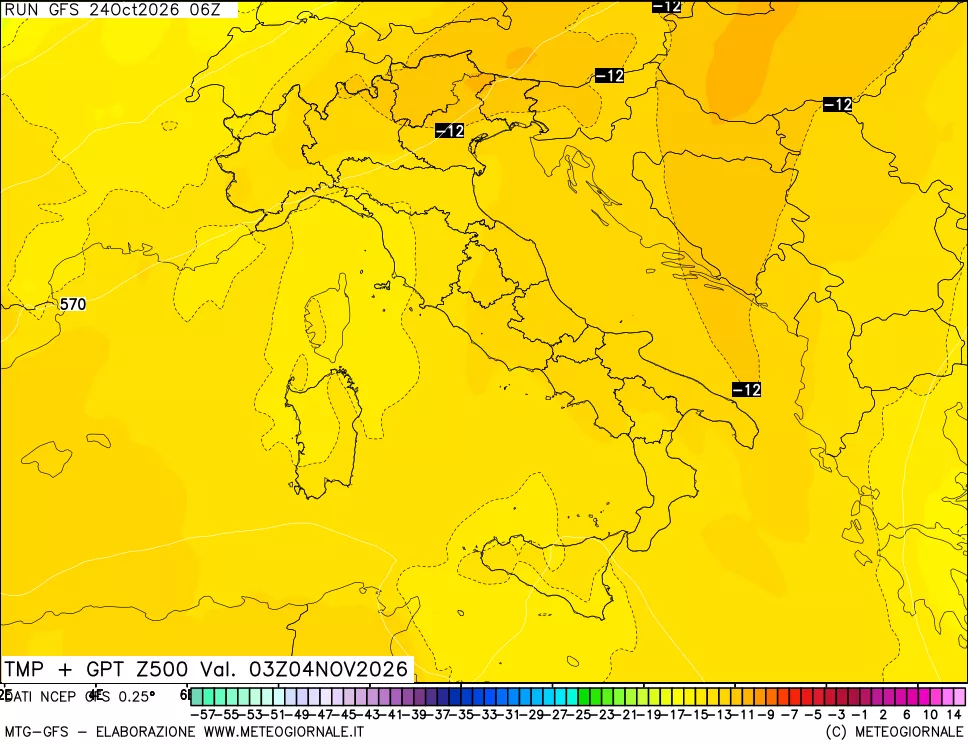 mappa 500 hPa Temp + GPT