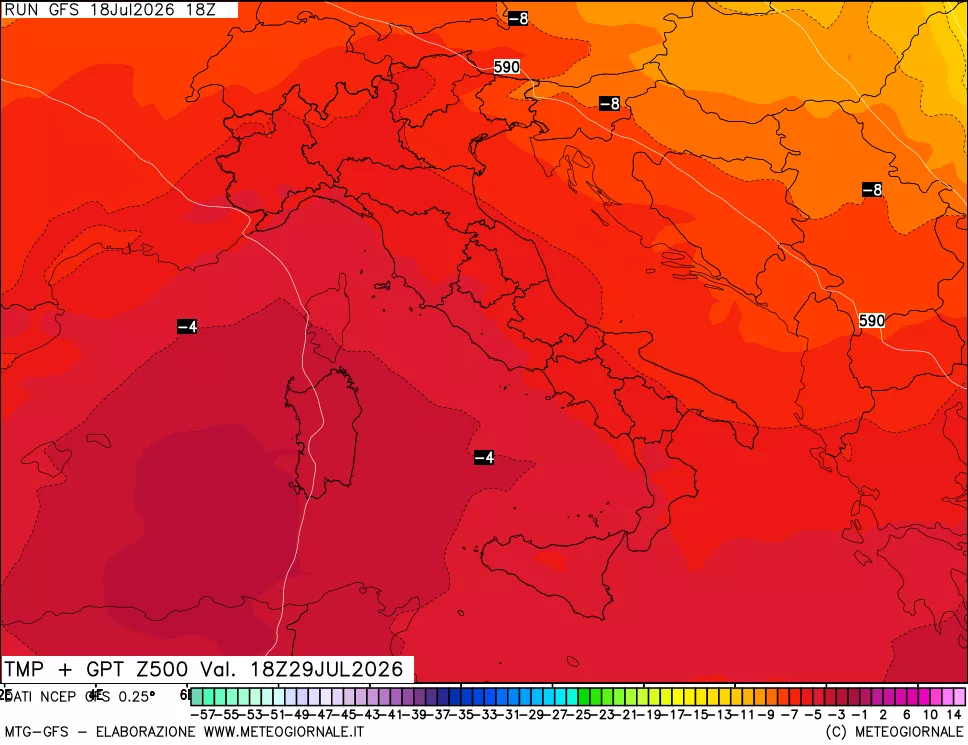 mappa 500 hPa Temp + GPT